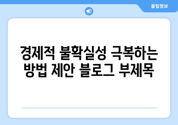 경제적 불확실성 극복하는 방법 제안